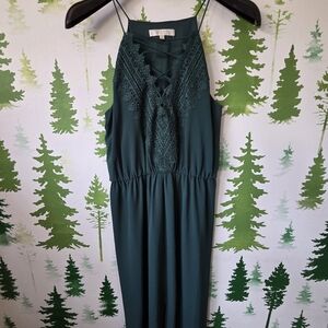 Wayf Lace Halter Tie Up Maxi Dress